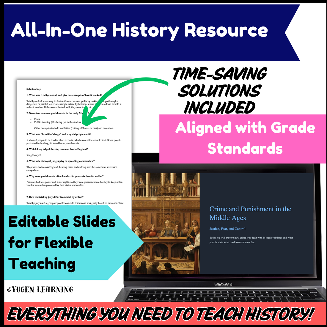 Medieval Crime & Punishment Worksheet Activities, History Task, Digital-Print