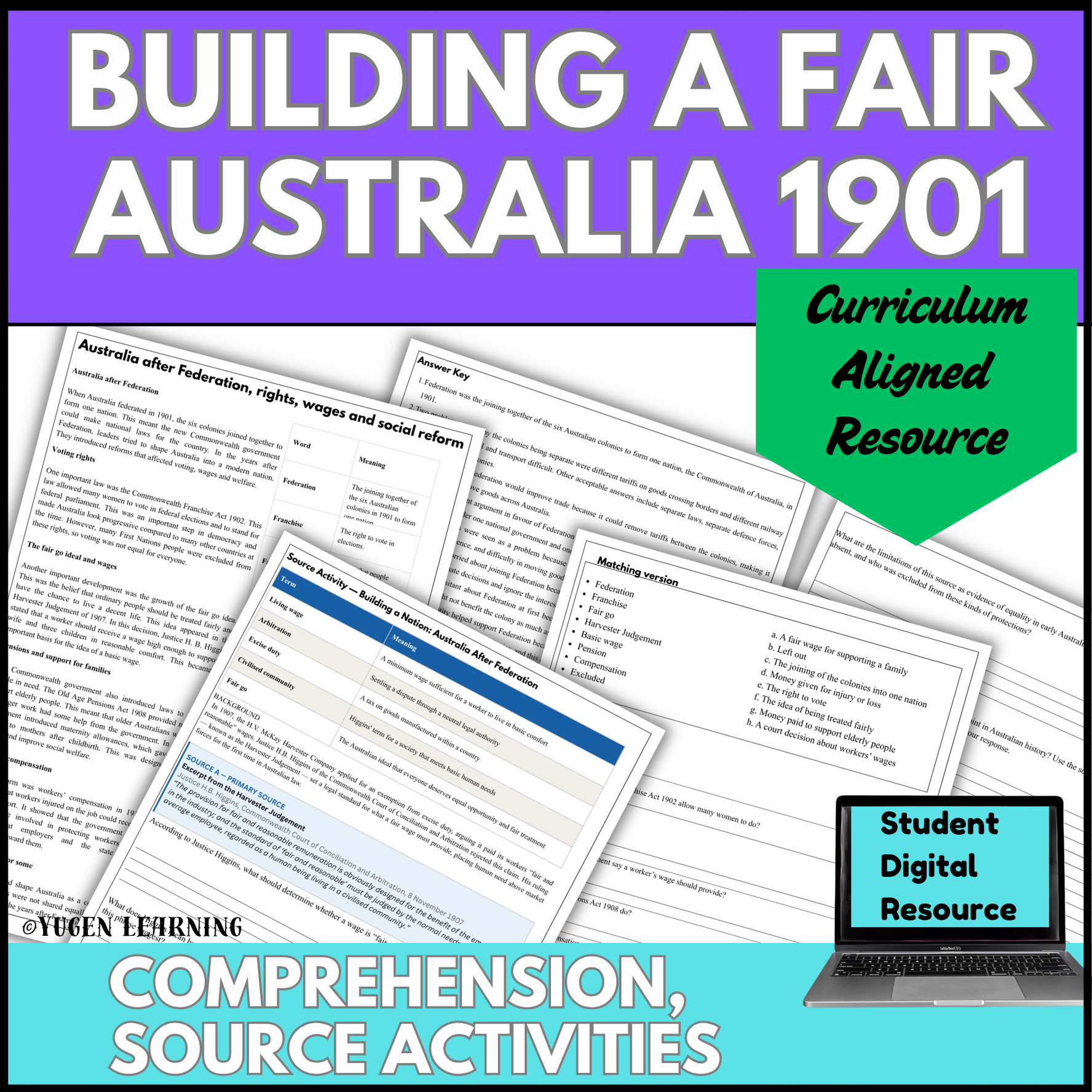 A Fairer Australia post 1901 Australian Curriculum aligned history resource cover for Australian teachers