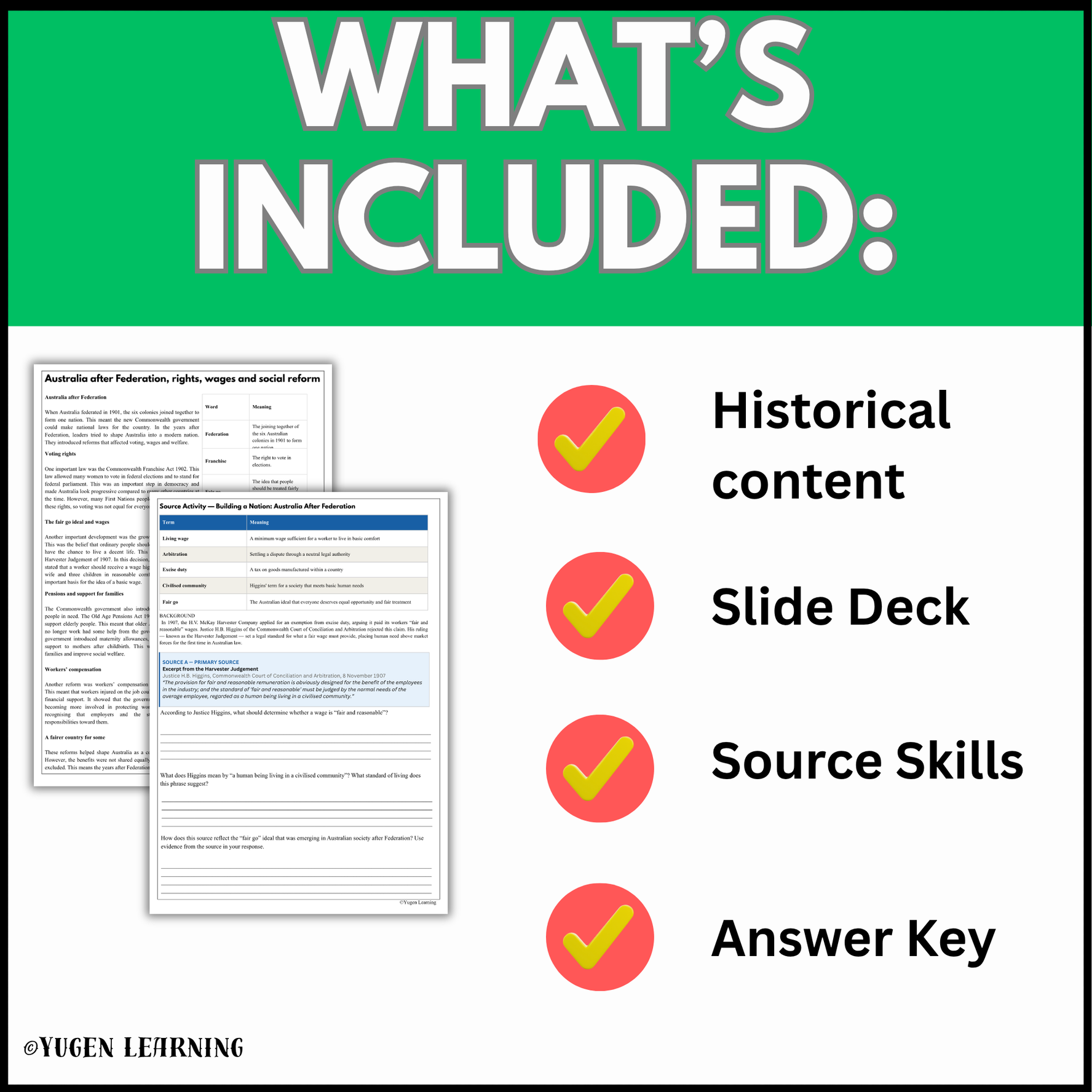 What is included in A Fairer Australia post 1901 history teaching resource