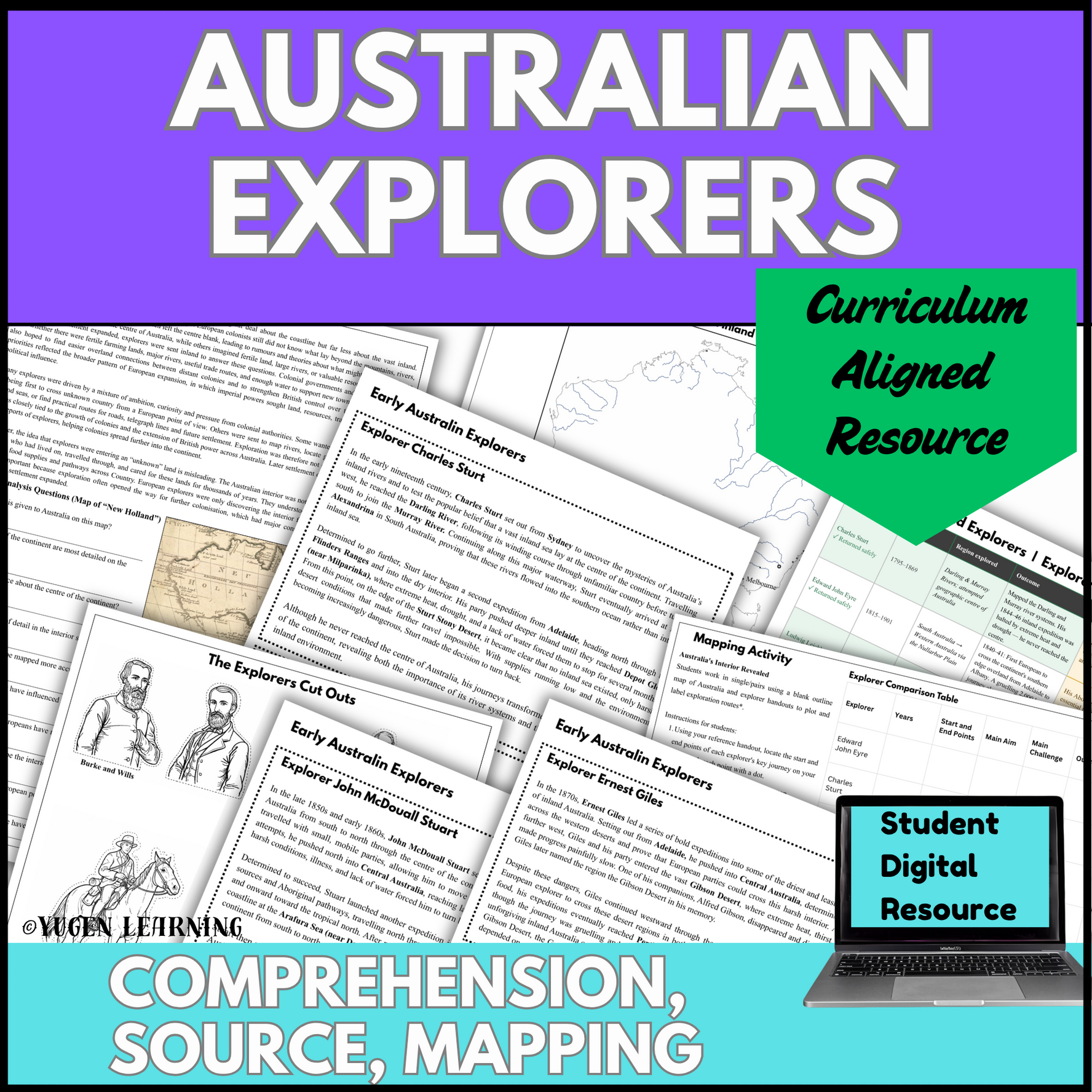 Australian Inland Explorers updated product cover image for Australian history teachers