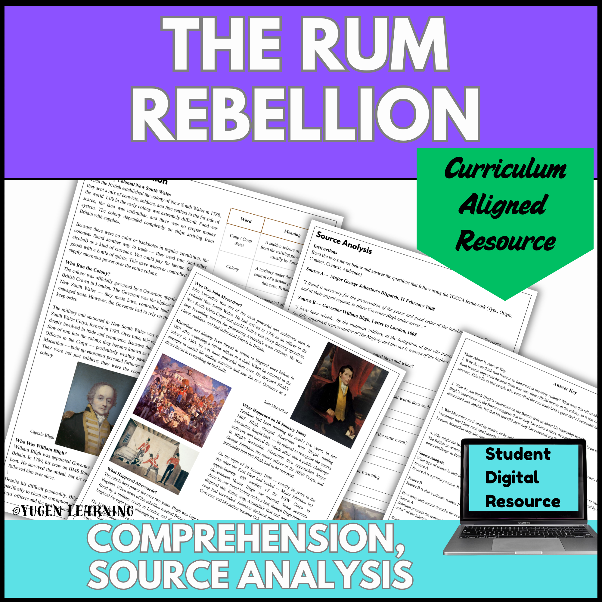The Rum Rebellion Australian History teaching resource cover