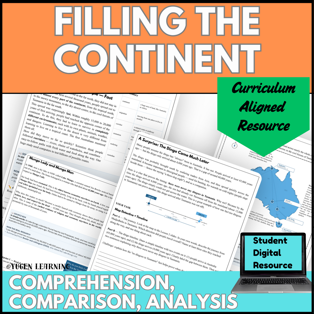 Spreading Across a Whole Continent Year 7 Australian history comprehension and source analysis resource