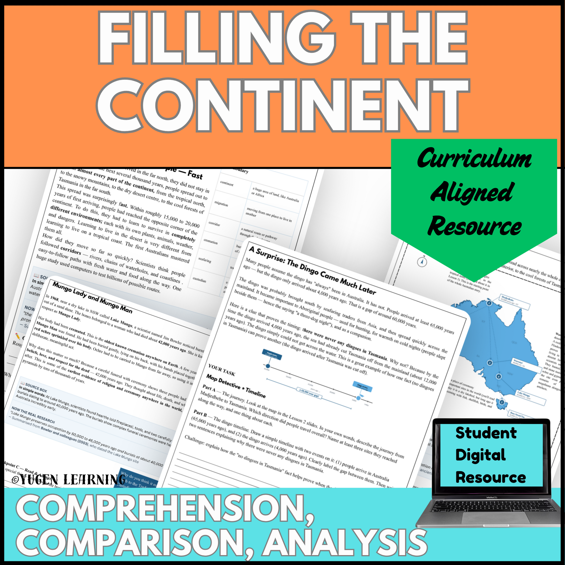 Spreading Across a Whole Continent Year 7 Australian history comprehension and source analysis resource