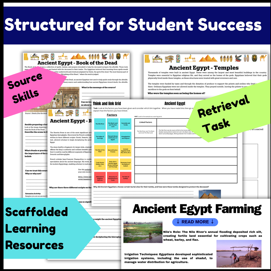 Ancient Egypt No-Prep Curriculum Bundle, Guided Reading, Lesson Plans, slides