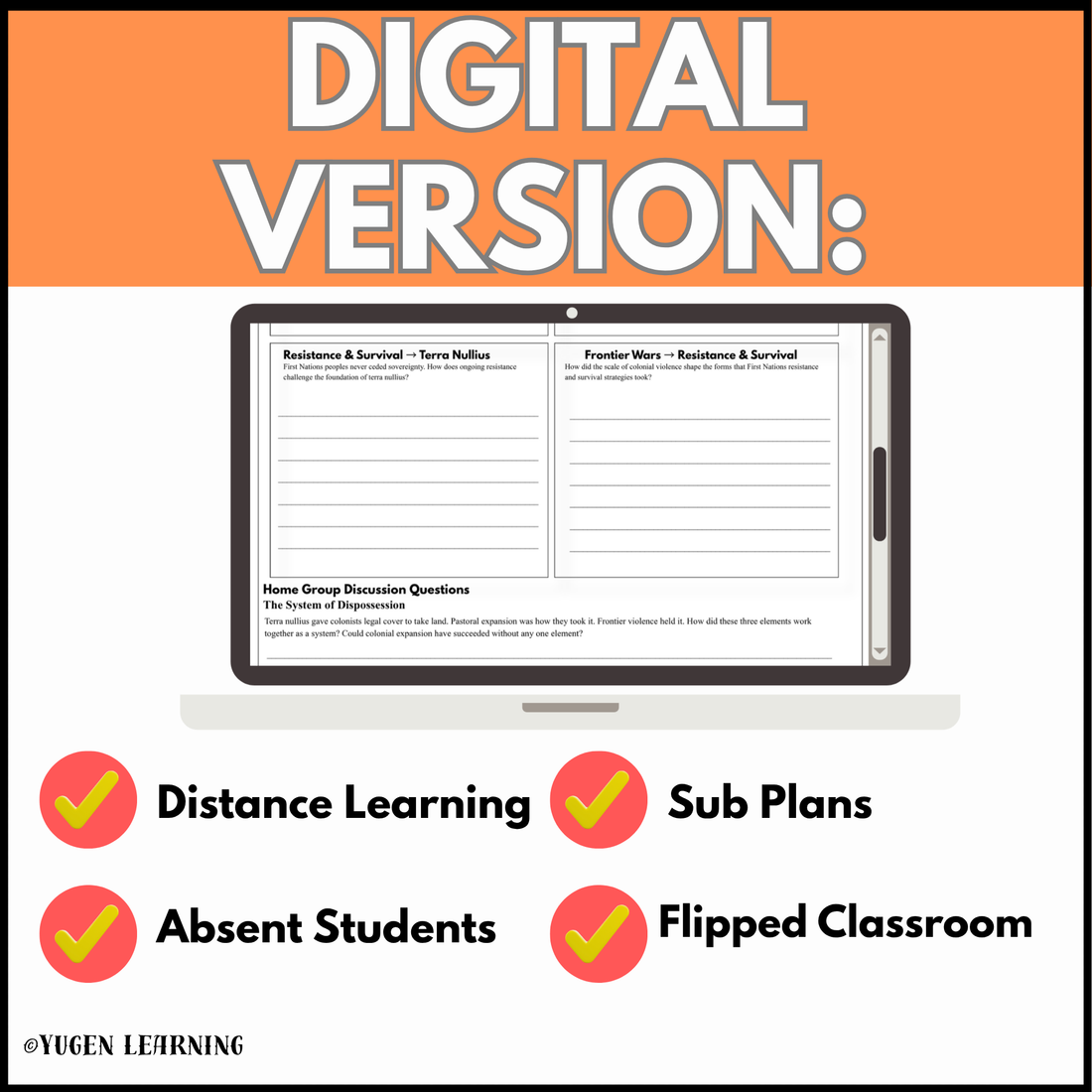 Terra Nullius and Dispossession digital version for distance learning sub plans absent students and flipped classroom