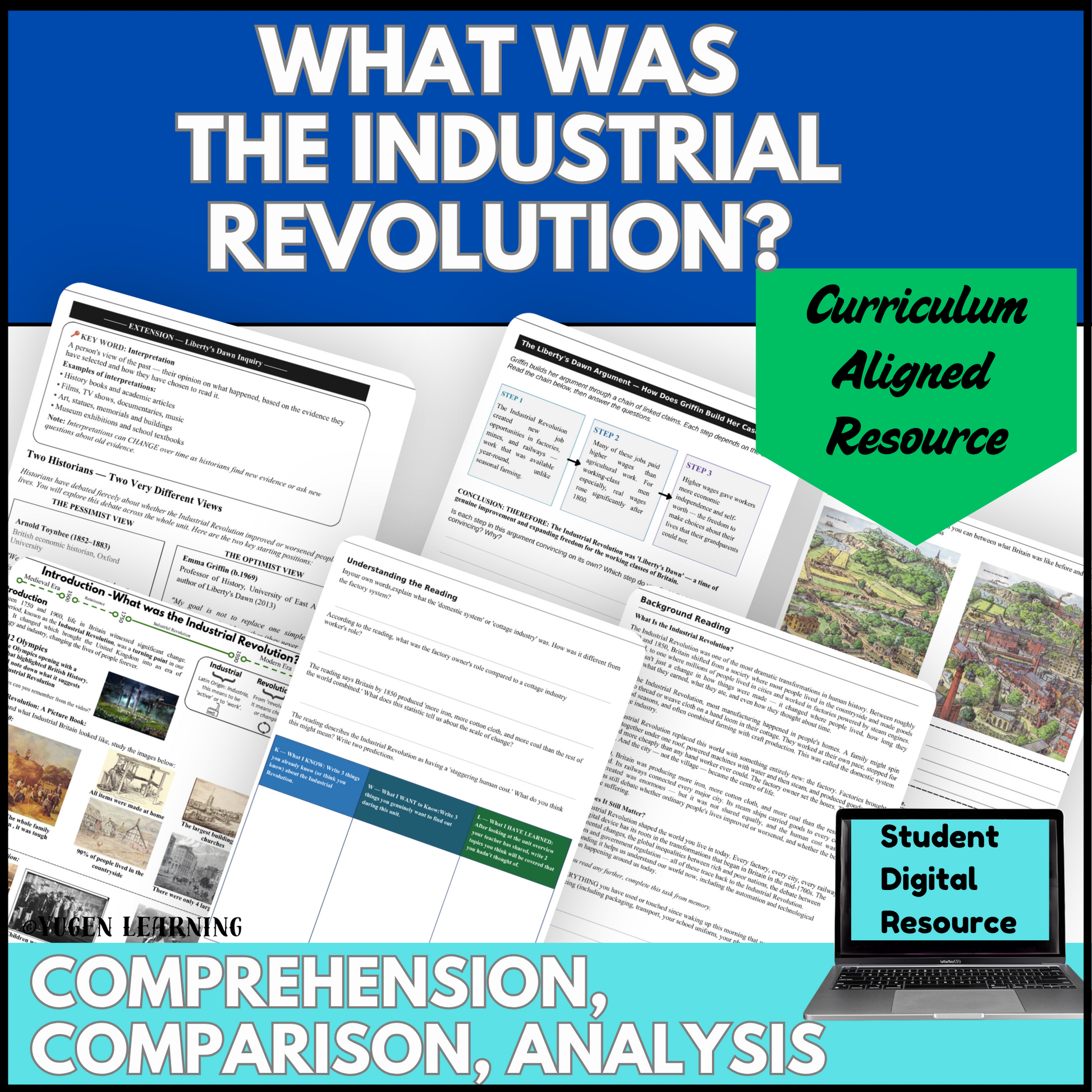 What Was the Industrial Revolution Year 9 history resource cover with comprehension comparison and analysis activities